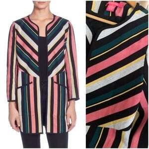 Catherine Malandrino Black Multicolor Striped Jacket